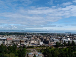 overlooking the city of Edinburgh from high upon Castle Rock